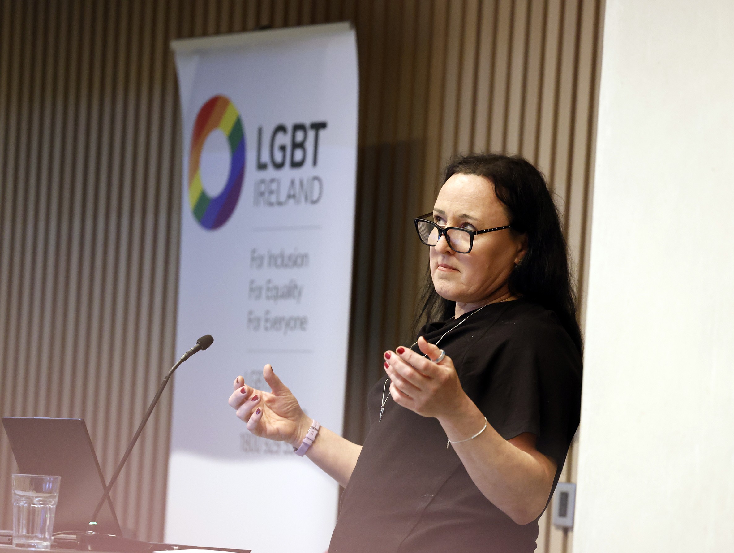 Sorcha Rosa speaking at the Silent Letters LGBTQIA+ Healthcare Conference at RCSI Dublin on intersex healthcare and human rights.