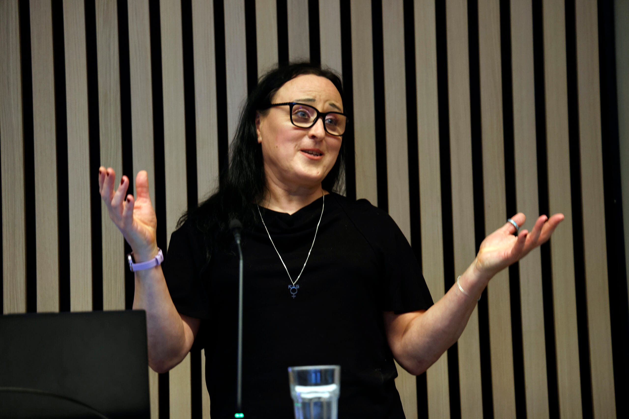 Sorcha Rosa speaking at the Silent Letters LGBTQIA+ Healthcare Conference at RCSI Dublin on intersex healthcare and human rights.